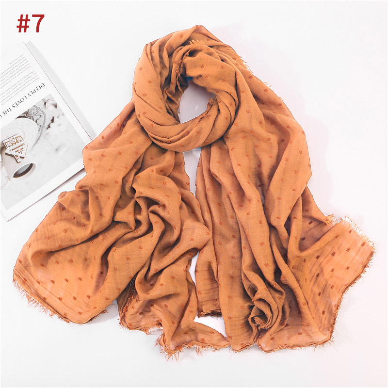 Solid Plain Dots Hijab Scarf Islam Shawl Head Wraps Soft Long Muslim Cotton Blend Plain Hijabs