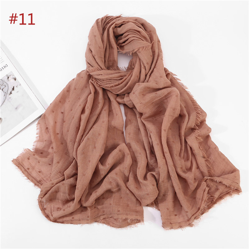 Solid Plain Dots Hijab Scarf Islam Shawl Head Wraps Soft Long Muslim Cotton Blend Plain Hijabs