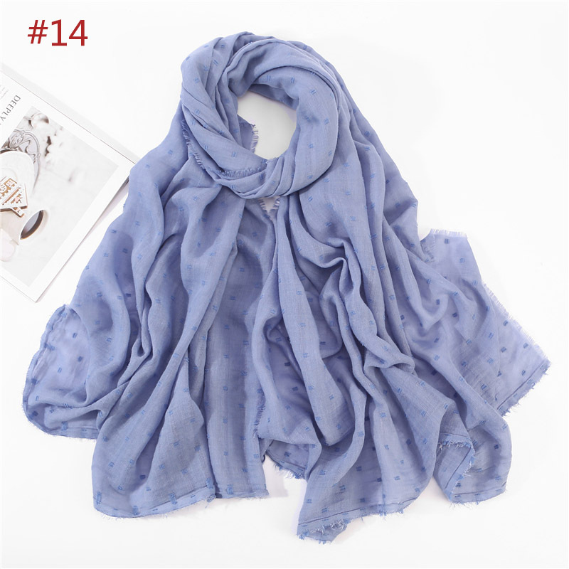 Solid Plain Dots Hijab Scarf Islam Shawl Head Wraps Soft Long Muslim Cotton Blend Plain Hijabs