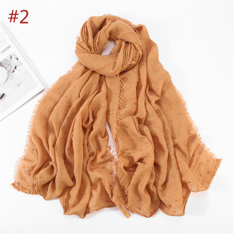 Solid Plain Dots Hijab Scarf Islam Shawl Head Wraps Soft Long Muslim Cotton Blend Plain Hijabs