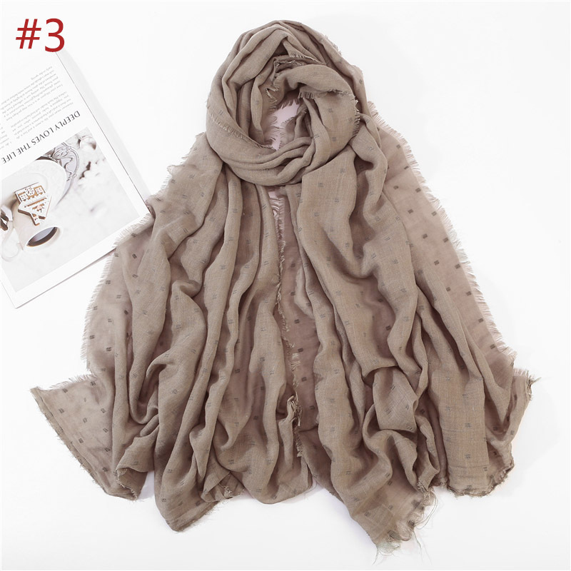Solid Plain Dots Hijab Scarf Islam Shawl Head Wraps Soft Long Muslim Cotton Blend Plain Hijabs