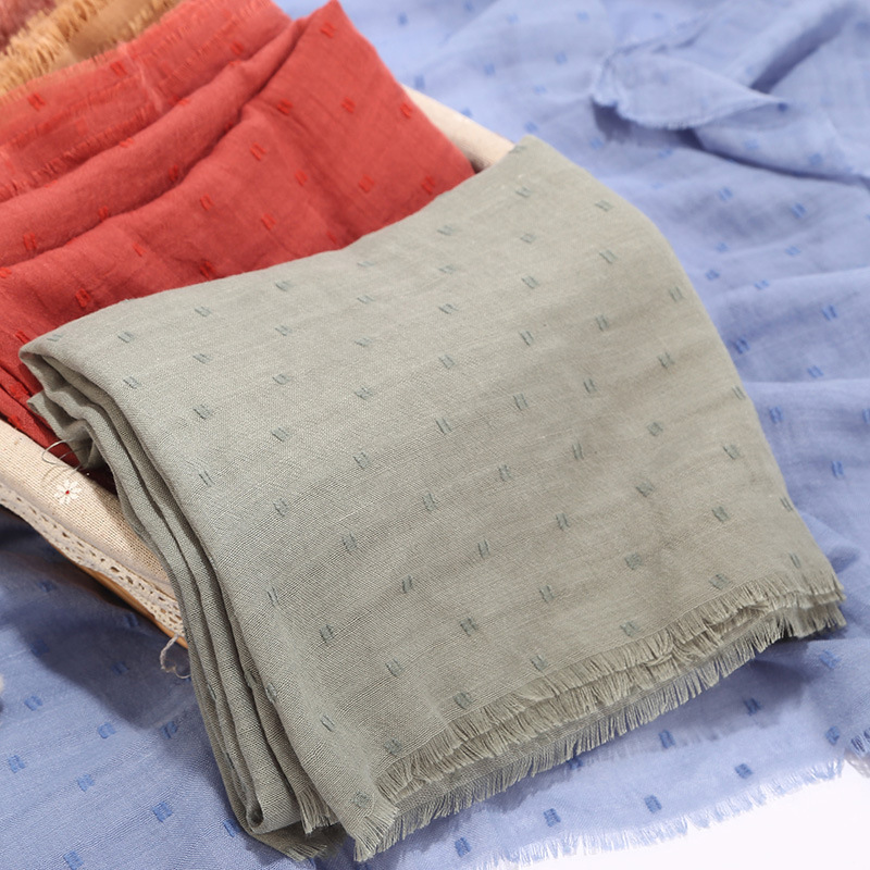 Solid Plain Dots Hijab Scarf Islam Shawl Head Wraps Soft Long Muslim Cotton Blend Plain Hijabs