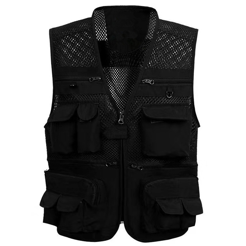 Men's Vests Tactical Vest Coat Photographer Waistcoat  Many Pocket Plus Size Mesh Sleeveless Jacket