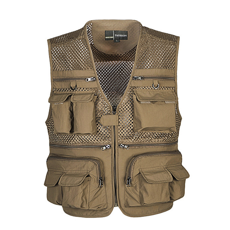 Men's Vests Tactical Vest Coat Photographer Waistcoat  Many Pocket Plus Size Mesh Sleeveless Jacket