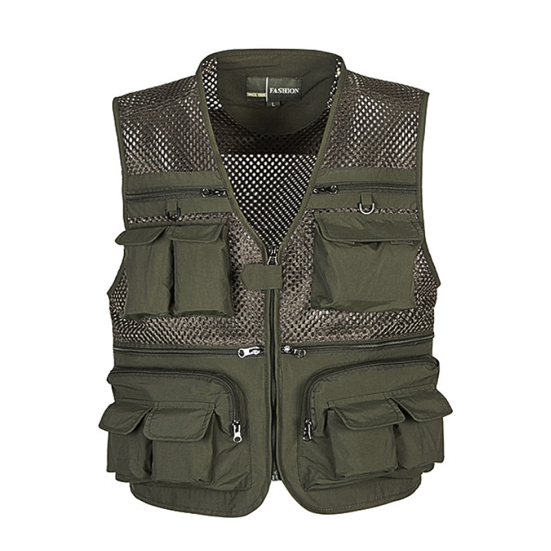 Men's Vests Tactical Vest Coat Photographer Waistcoat  Many Pocket Plus Size Mesh Sleeveless Jacket