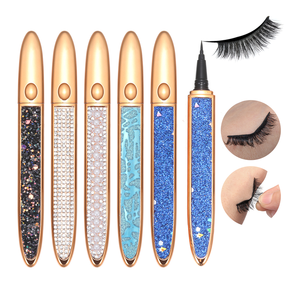 2 In 1 Magic Self Adhesive Lashes Eyeliner Diamond No Glue Quick Drying Eyelashes Sticking Makeup