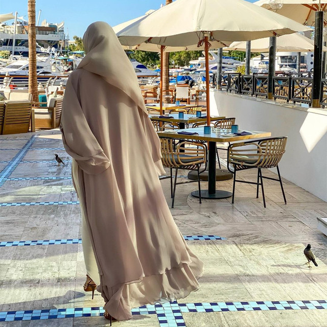 Solid Open Abaya Dubai Muslim Cardigan Abayas Dresses Elegant  Women Caftan Islam Clothing