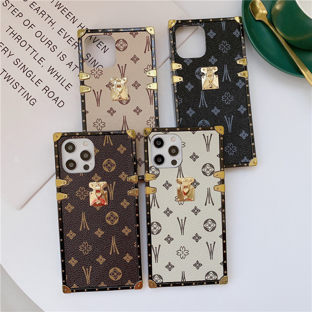New Luxury Square PU Leather Case For iPhone Huawei Samsung Xiaomi Cases  LV Case Phones Covers