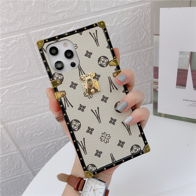 New Luxury Square PU Leather Case For iPhone Huawei Samsung Xiaomi Cases  LV Case Phones Covers