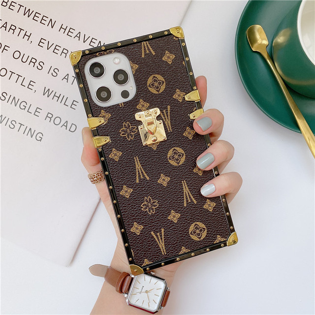 New Luxury Square PU Leather Case For iPhone Huawei Samsung Xiaomi Cases  LV Case Phones Covers