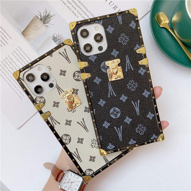 New Luxury Square PU Leather Case For iPhone Huawei Samsung Xiaomi Cases  LV Case Phones Covers