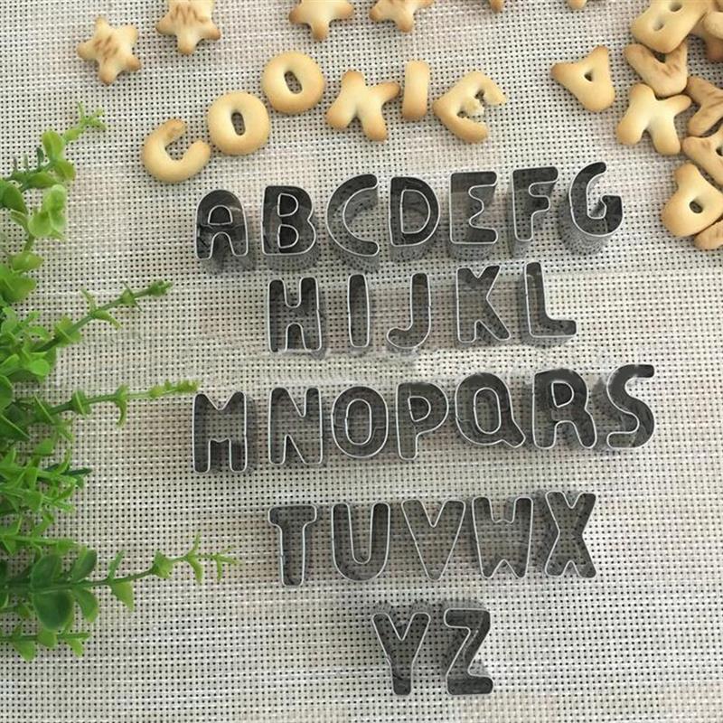26PCS Stainless Steel Alphabet Letter Cookie Cutters Mold Biscuit Cutter Fondant Cake Decorating Kitchen & Dining room appliances