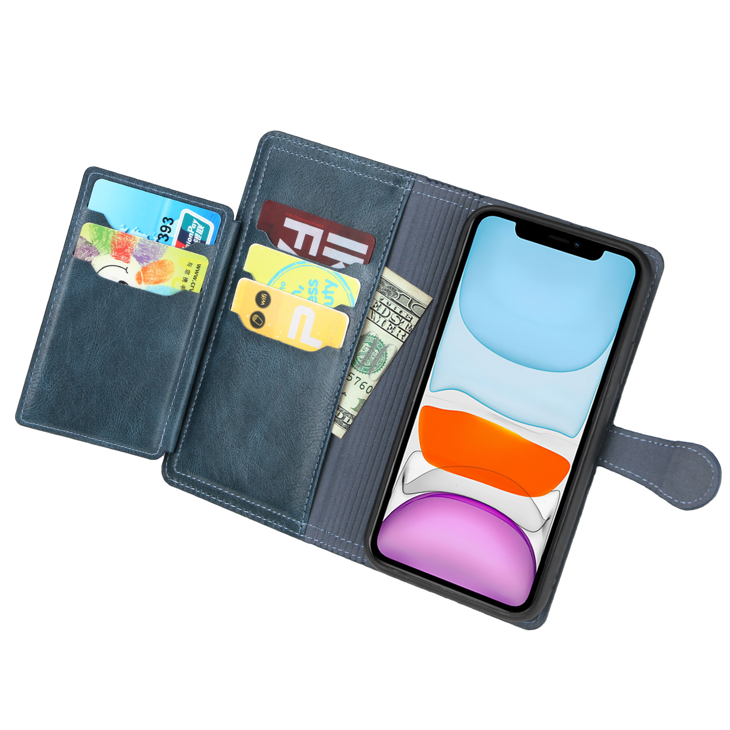 New Luxury Leather Zipper Wallet Case For iPhone Samsung Phones Card Holder Stand Phone Cases Cover