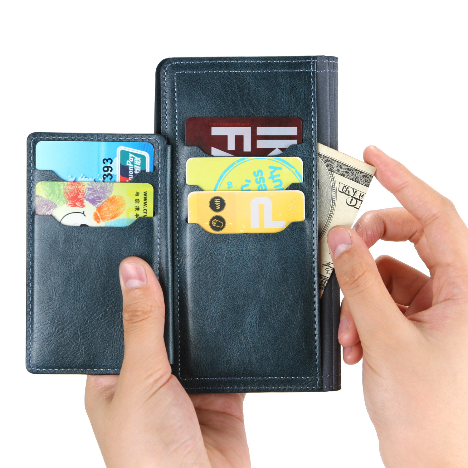New Luxury Leather Zipper Wallet Case For iPhone Samsung Phones Card Holder Stand Phone Cases Cover