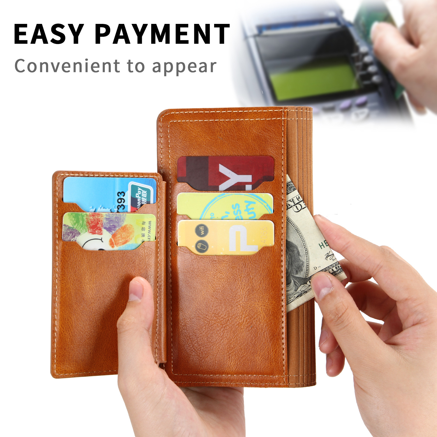 New Luxury Leather Zipper Wallet Case For iPhone Samsung Phones Card Holder Stand Phone Cases Cover