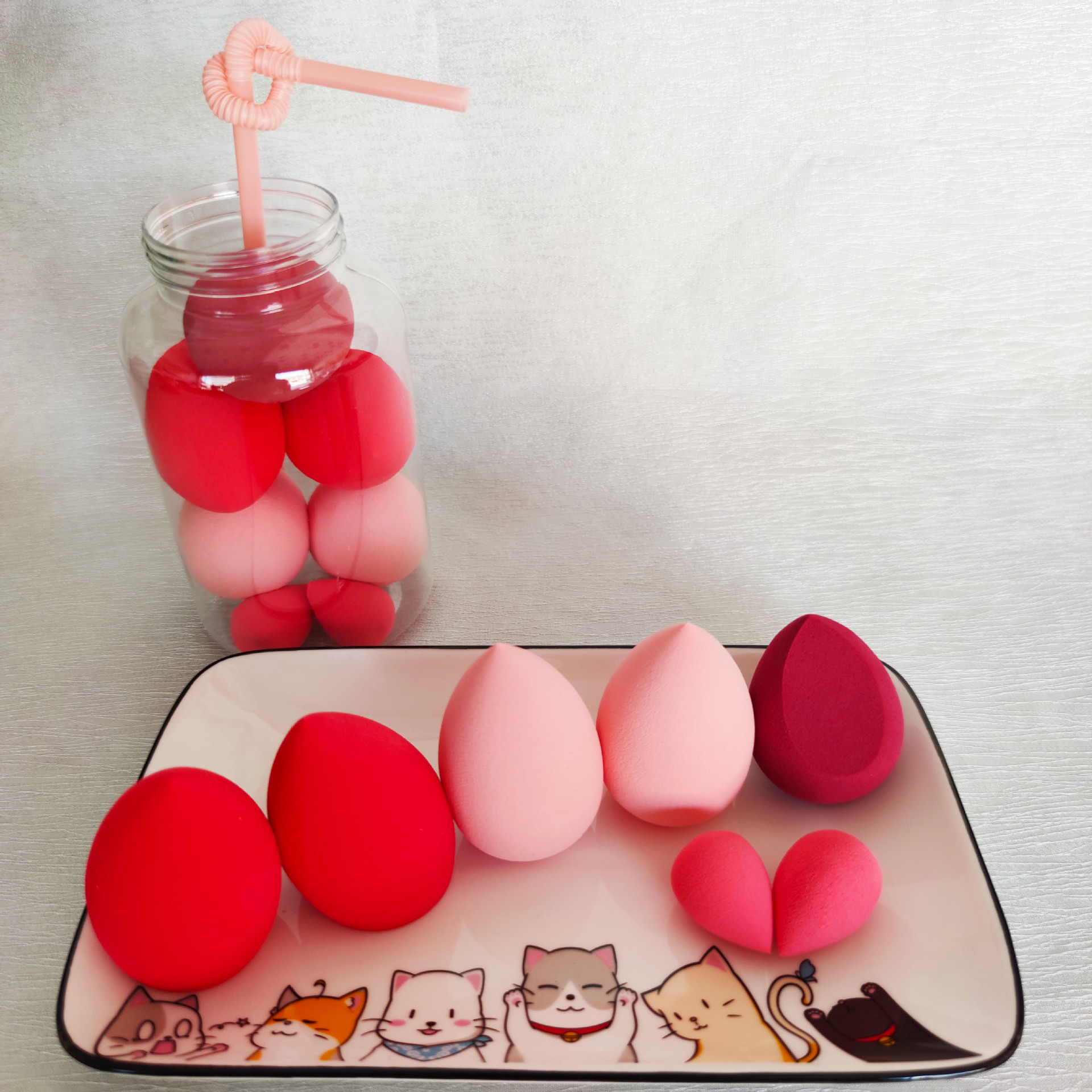 7PCS/Set Makeup Sponge Set Powder Foundation Cosmetic Puff Beauty Blenders Set With Jar Makeup Tools