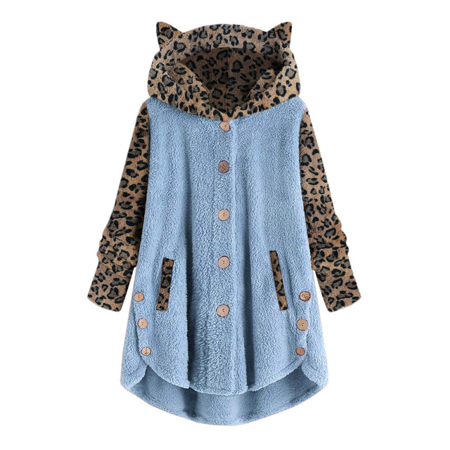 New Leopard Hoodies Women Jackets Women Coats Patchwork Tops Hooded Pullover Plus Size Windbreaker