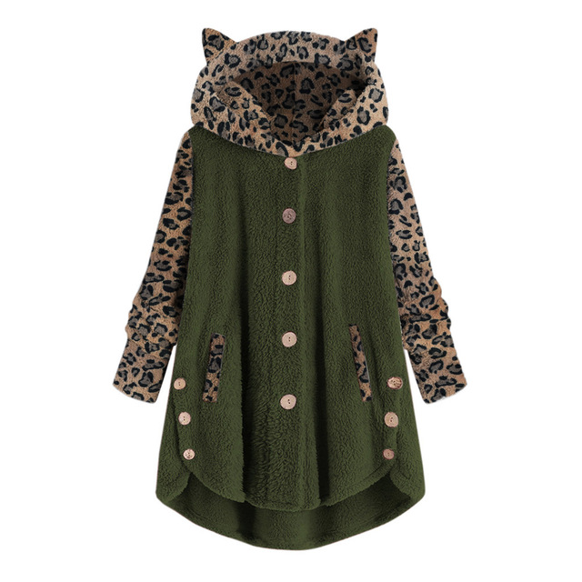 New Leopard Hoodies Women Jackets Women Coats Patchwork Tops Hooded Pullover Plus Size Windbreaker