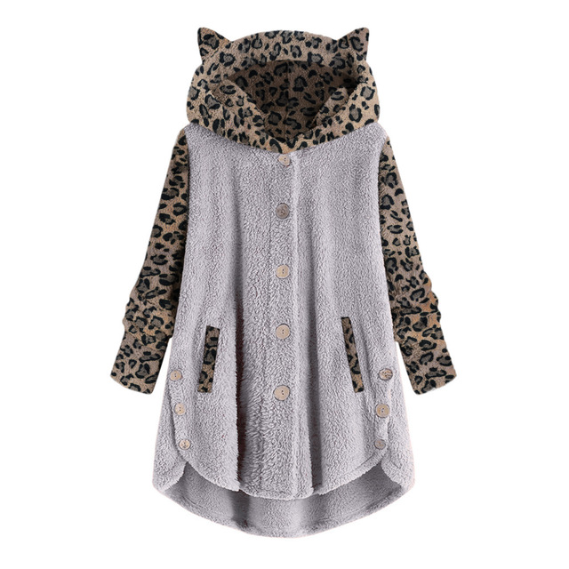 New Leopard Hoodies Women Jackets Women Coats Patchwork Tops Hooded Pullover Plus Size Windbreaker