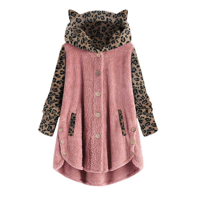 New Leopard Hoodies Women Jackets Women Coats Patchwork Tops Hooded Pullover Plus Size Windbreaker