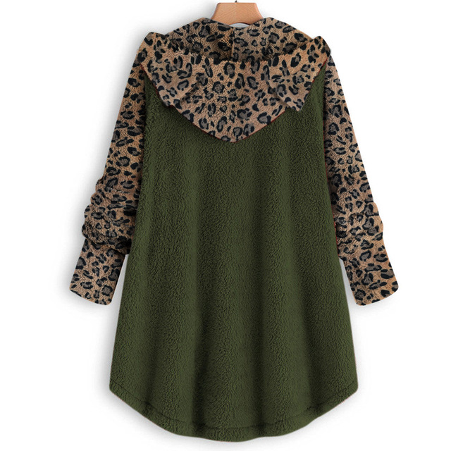 New Leopard Hoodies Women Jackets Women Coats Patchwork Tops Hooded Pullover Plus Size Windbreaker
