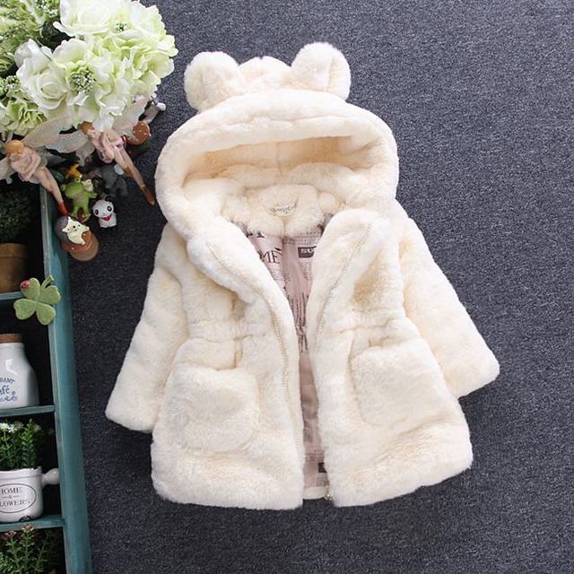 Baby Girl Clothes Winter Warm Fur Coat Girl Wool Sweater Fur Padded Jackets Big Ears Thickened Quilted Cotton Baby Coats