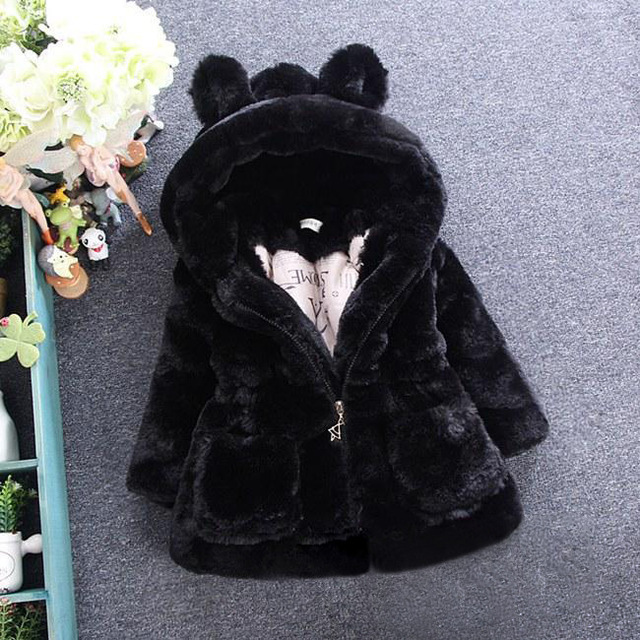 Baby Girl Clothes Winter Warm Fur Coat Girl Wool Sweater Fur Padded Jackets Big Ears Thickened Quilted Cotton Baby Coats