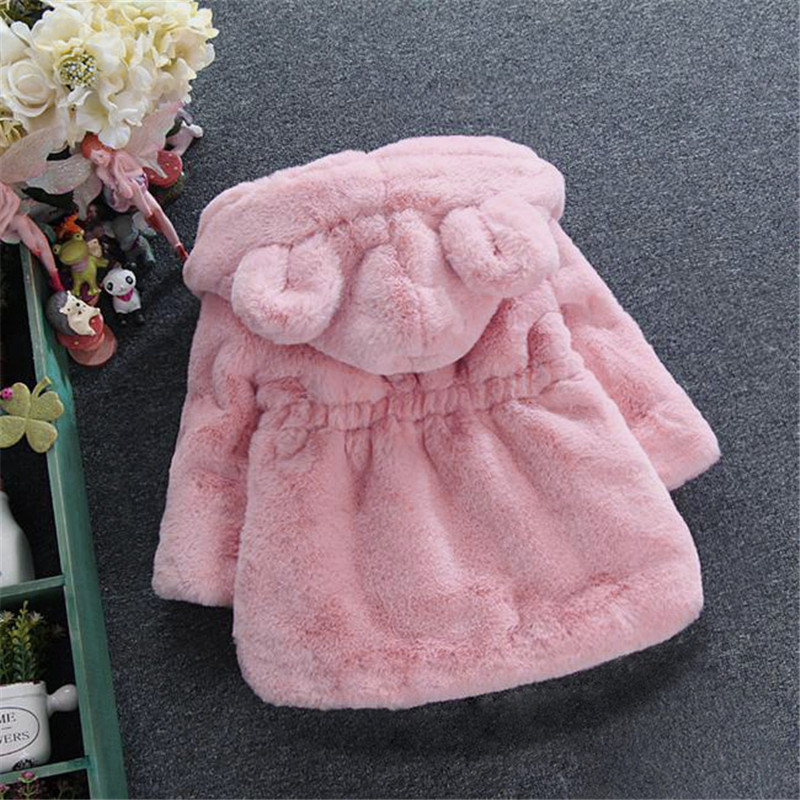 Baby Girl Clothes Winter Warm Fur Coat Girl Wool Sweater Fur Padded Jackets Big Ears Thickened Quilted Cotton Baby Coats