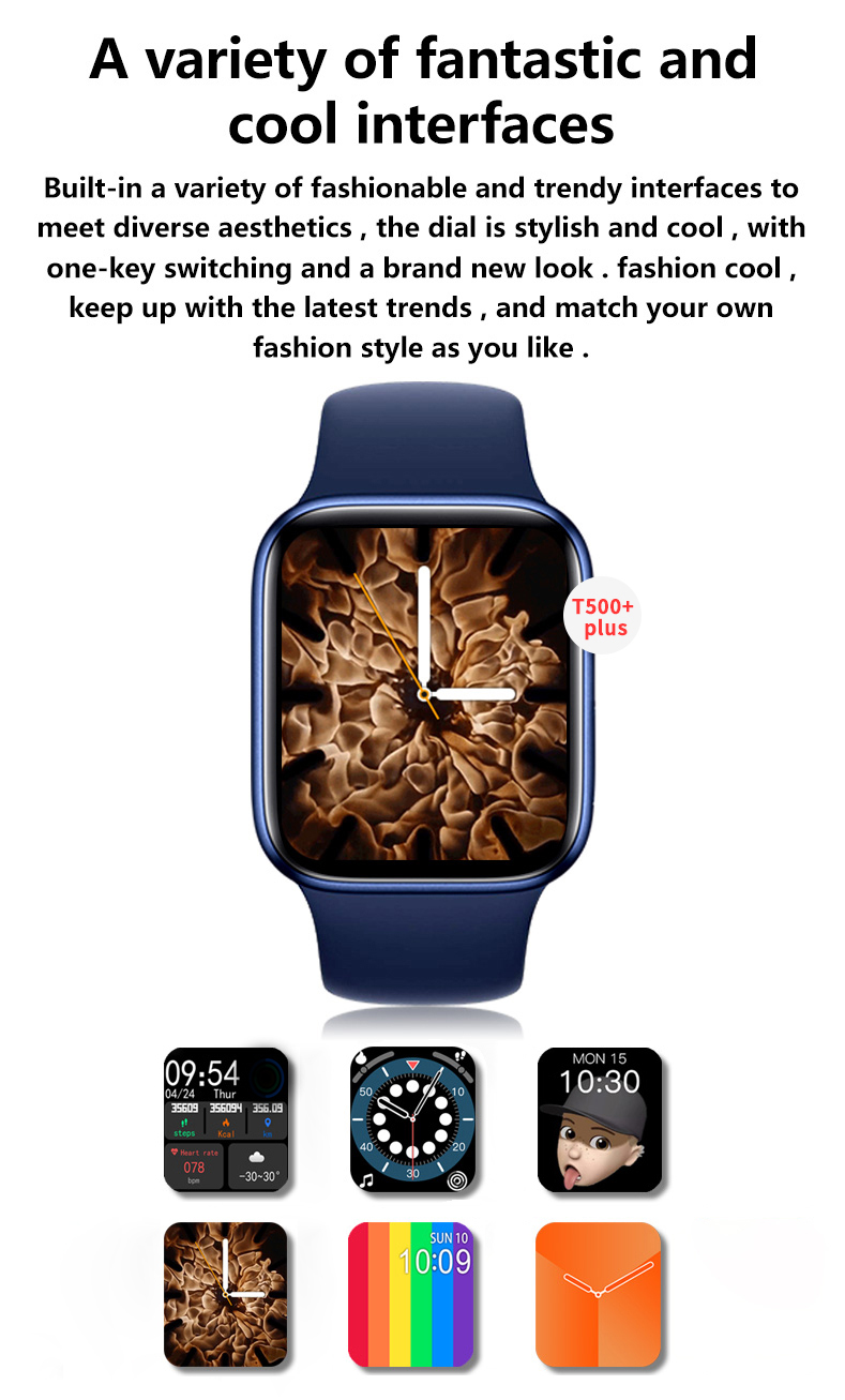 New T500+ PLUS Smart Watch 1.75 Inch Games Call Heart Rate Blood Pressure Fitness Tracker Smartwatch For Smart Phones