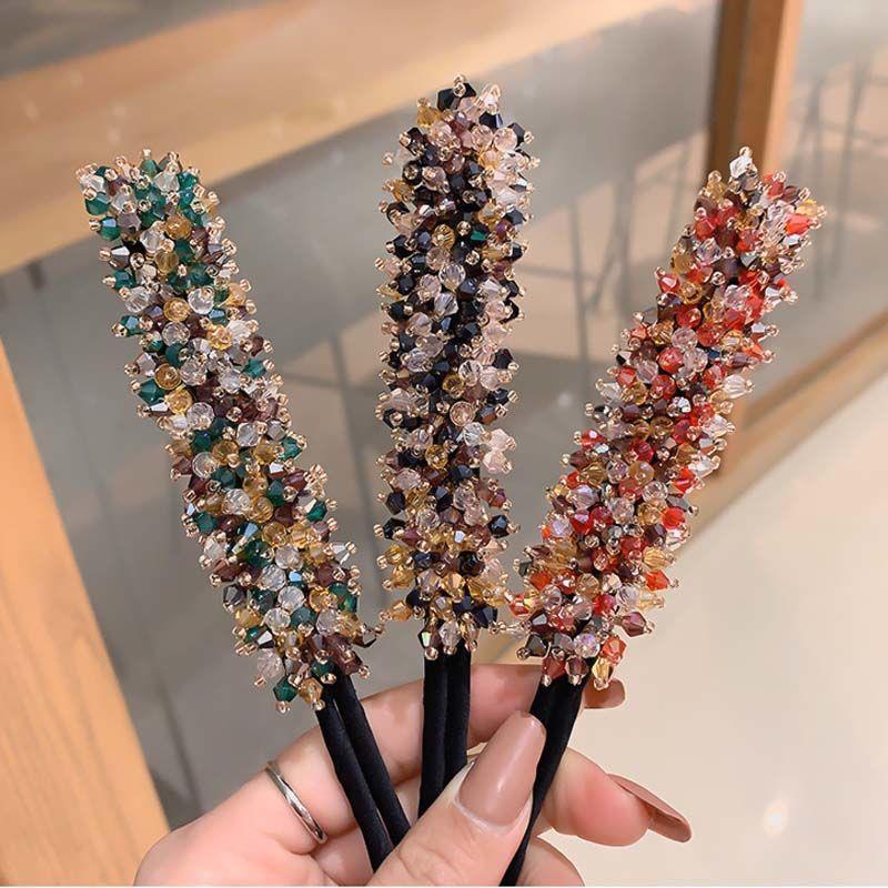 Vintage Rhinestone Pearl Hairpin Bun Hairstyle Hair Stick Women Elegant Bridal Hairband Hair Maker Tools Hair Accessories