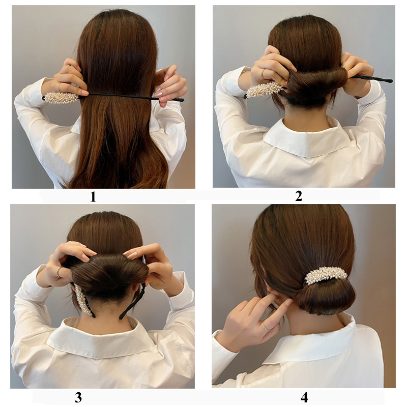Vintage Rhinestone Pearl Hairpin Bun Hairstyle Hair Stick Women Elegant Bridal Hairband Hair Maker Tools Hair Accessories