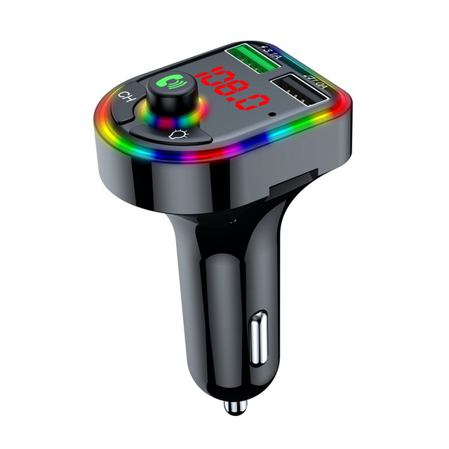 New Ambient Light Bluetooth FM Transmitter Car MP3 Player Wireless Handsfree Audio Receiver USB Fast Charge TF U Disk play