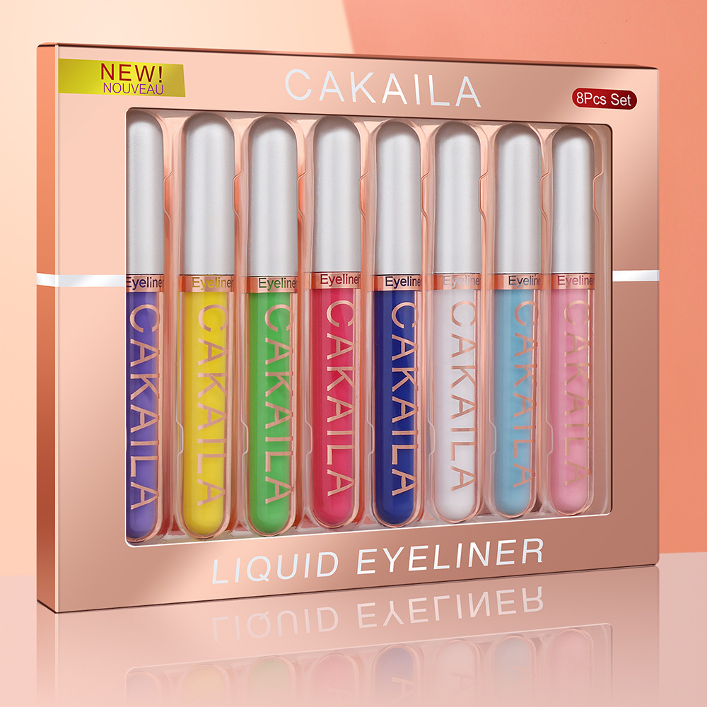 8PCS/Set Eyeliner Kit Makeup Waterproof Colorful Eye Liner Pen Eyes Make up Eyeshadow Cosmetics Liquid Eyeliners Set