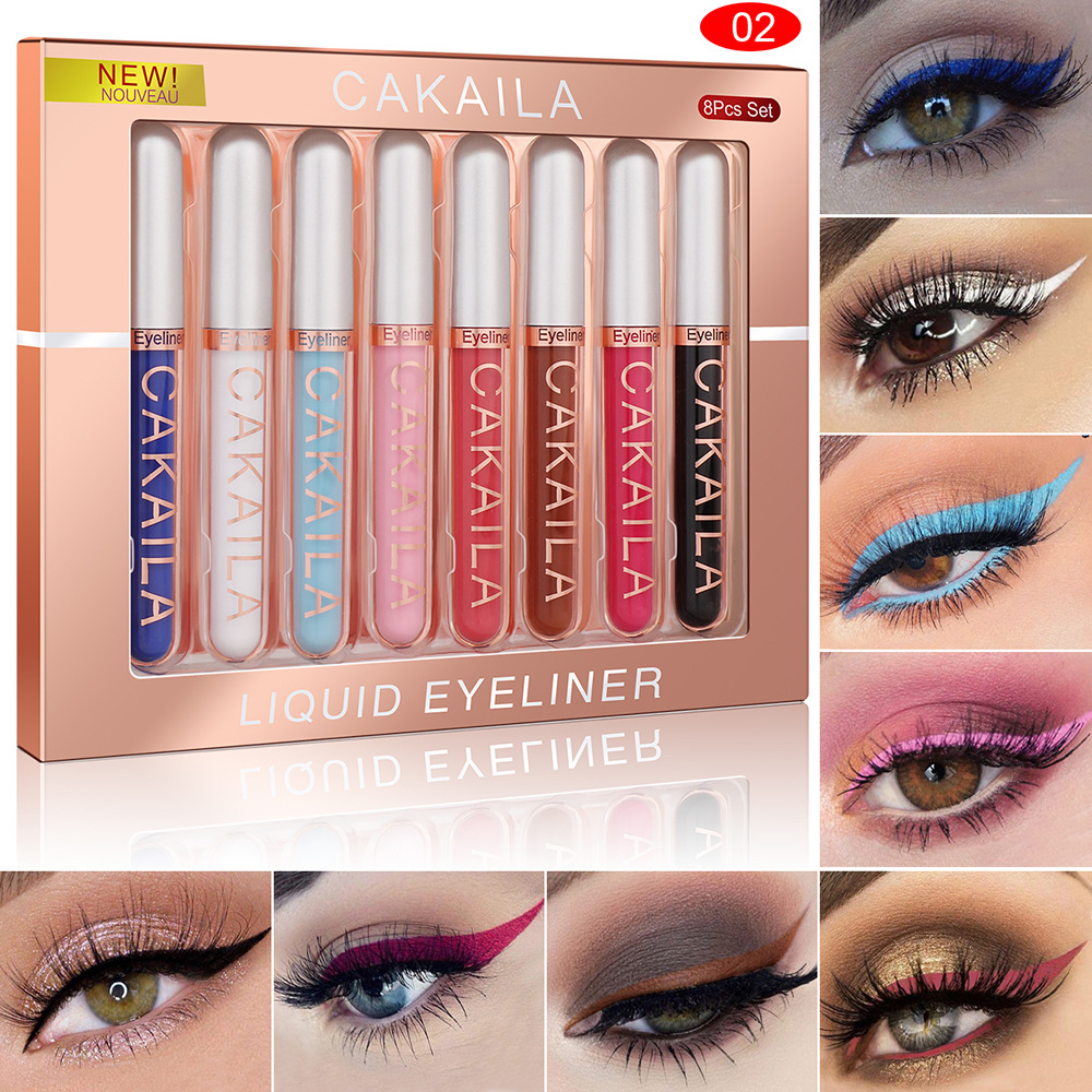 8PCS/Set Eyeliner Kit Makeup Waterproof Colorful Eye Liner Pen Eyes Make up Eyeshadow Cosmetics Liquid Eyeliners Set