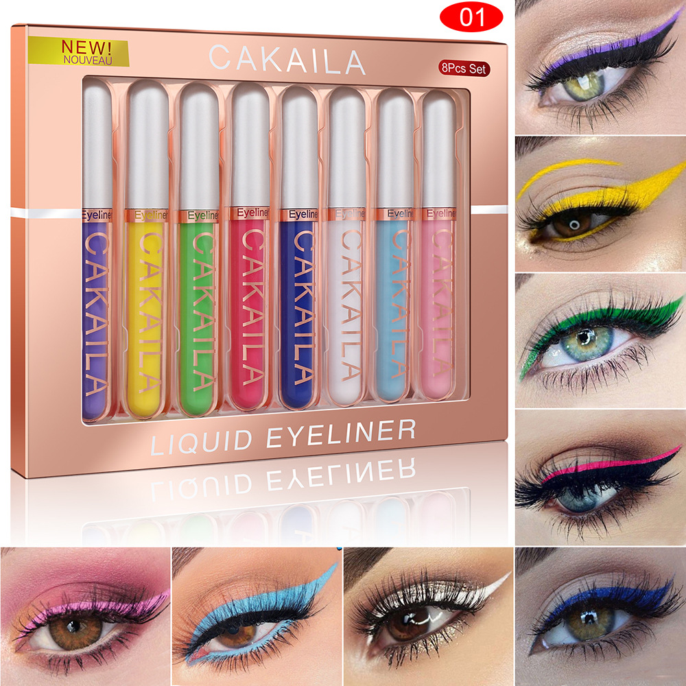 8PCS/Set Eyeliner Kit Makeup Waterproof Colorful Eye Liner Pen Eyes Make up Eyeshadow Cosmetics Liquid Eyeliners Set