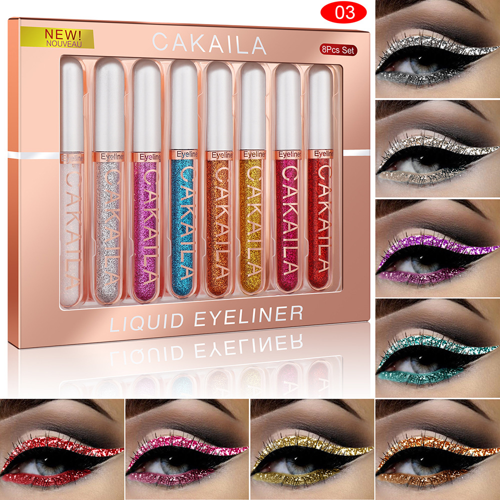 8PCS/Set Eyeliner Kit Makeup Waterproof Colorful Eye Liner Pen Eyes Make up Eyeshadow Cosmetics Liquid Eyeliners Set