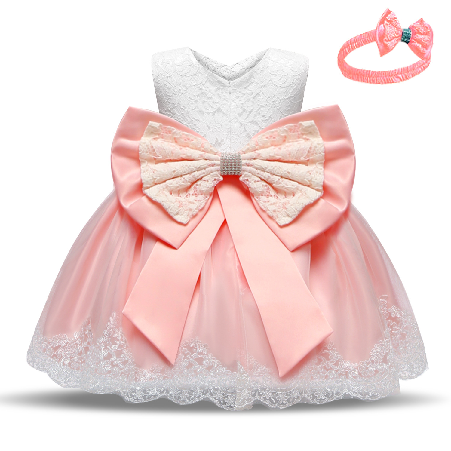Girls Dresses Party Wedding Dress Christmas Clothing Princess Dress Flower Tutu Dress Kids Infant Baby Dress With Headband Gift