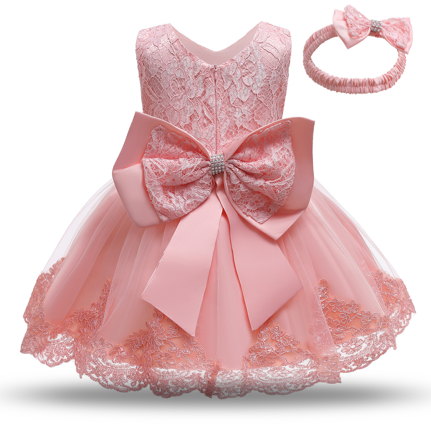 Girls Dresses Party Wedding Dress Christmas Clothing Princess Dress Flower Tutu Dress Kids Infant Baby Dress With Headband Gift