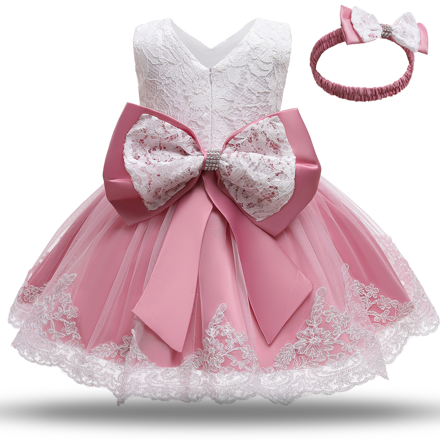 Girls Dresses Party Wedding Dress Christmas Clothing Princess Dress Flower Tutu Dress Kids Infant Baby Dress With Headband Gift
