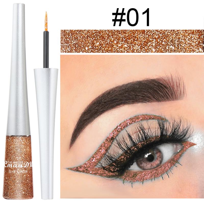 16PCS/Set Liquid Eyeliner Set Shiny Glitter Powder Gel Eyeliner Quick-drying Long Lasting Eye Liner Cosmetics Makeup Gifts