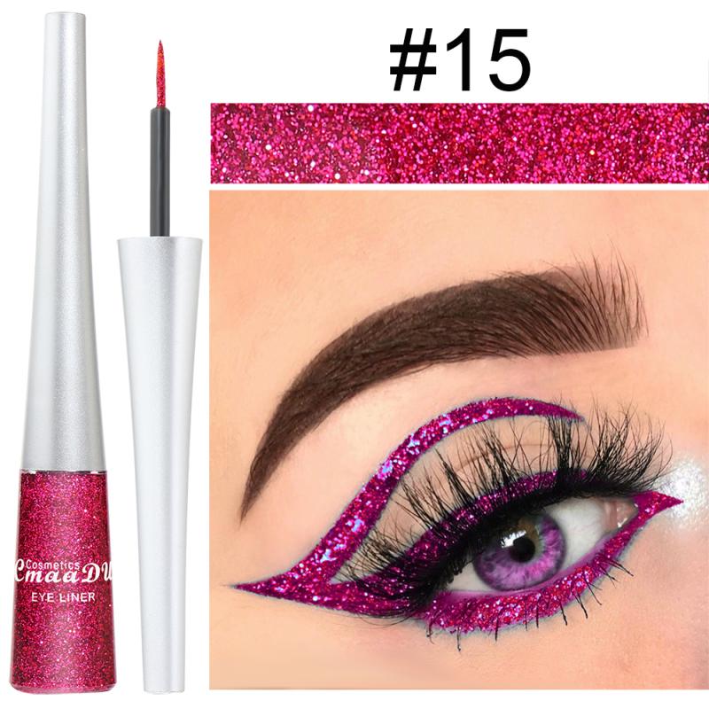 16PCS/Set Liquid Eyeliner Set Shiny Glitter Powder Gel Eyeliner Quick-drying Long Lasting Eye Liner Cosmetics Makeup Gifts