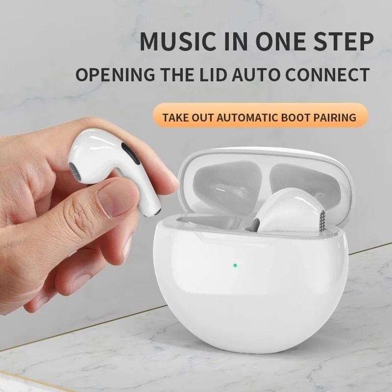 Pro6 TWS Wireless Earphones HiFi Earpiece With Mic Tws Bluetooth Earphones Noise Cancle Earpods For All Smart Phones