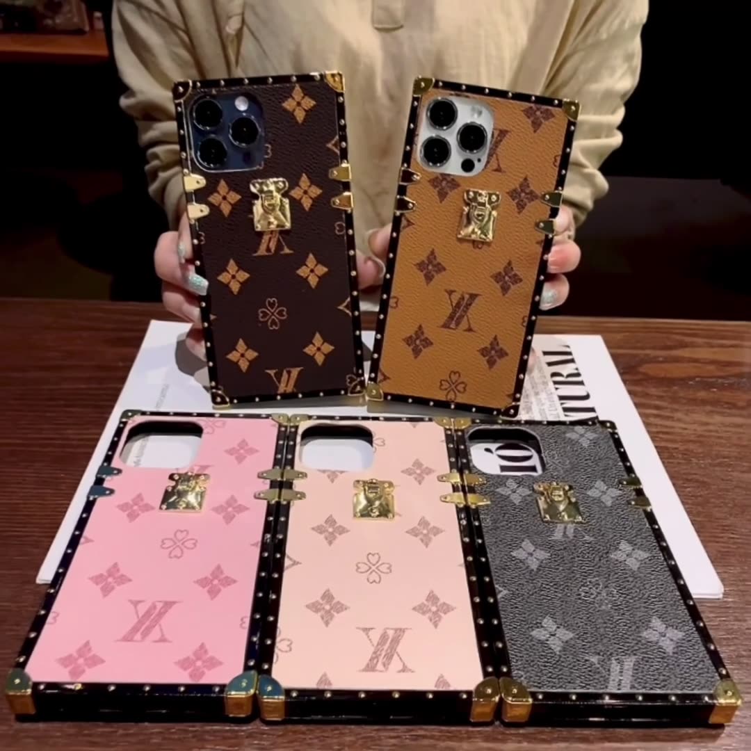 New Classic Phone Cases Square PU Leather Case  LV Case Phones Covers For iPhone Smart Phones