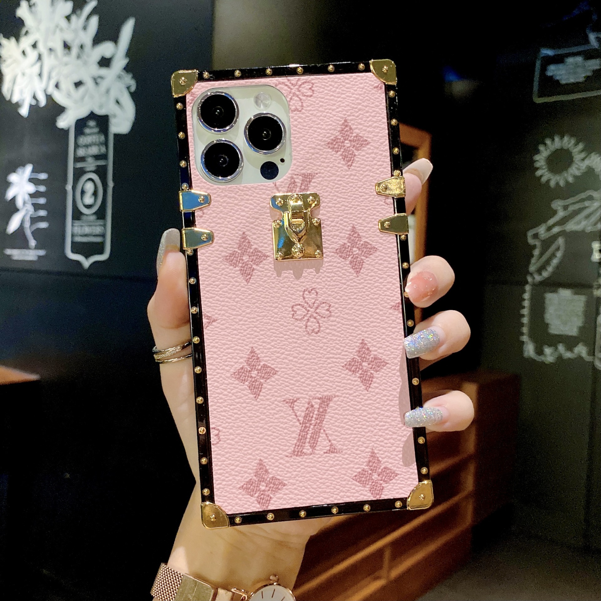 New Classic Phone Cases Square PU Leather Case  LV Case Phones Covers For iPhone Smart Phones