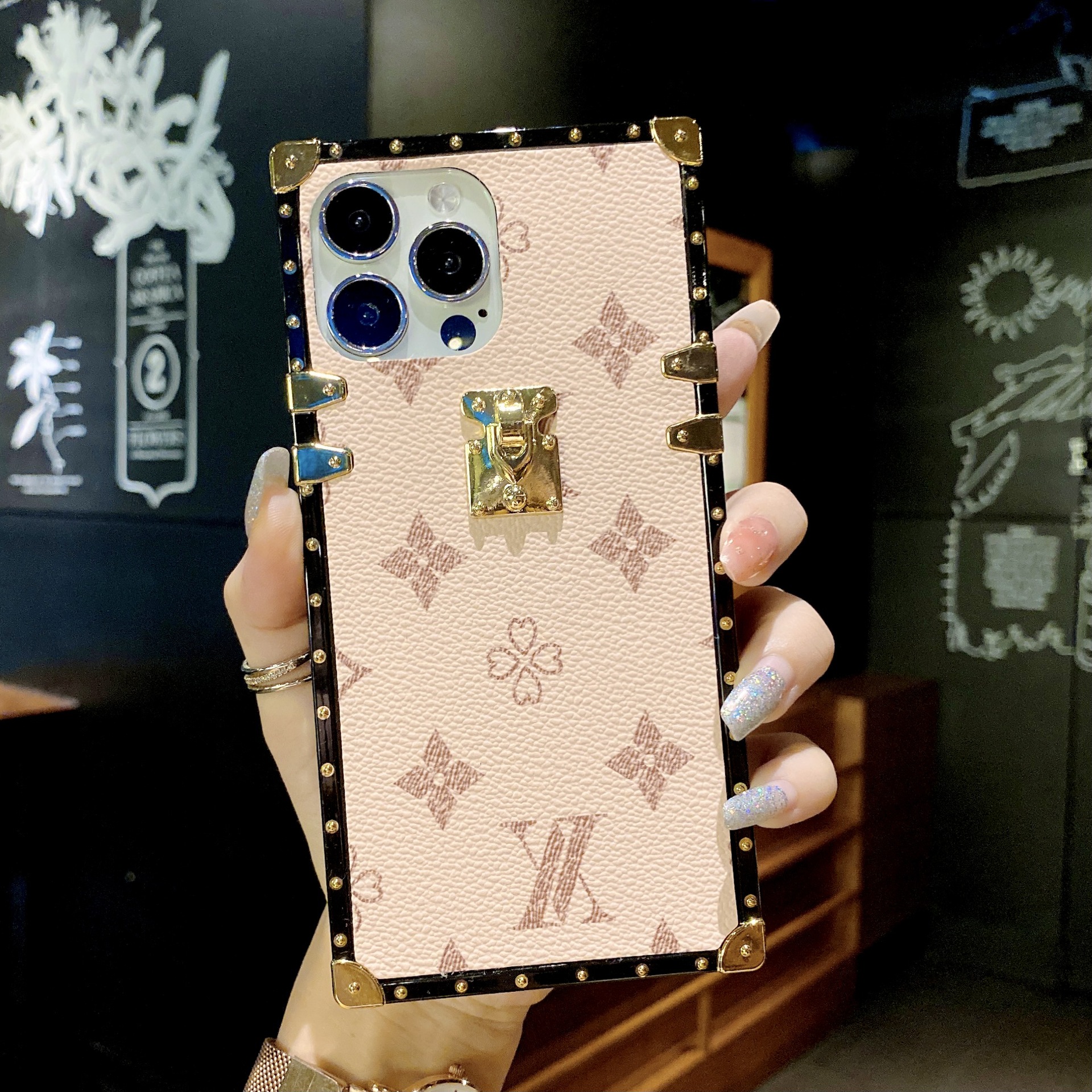 New Classic Phone Cases Square PU Leather Case  LV Case Phones Covers For iPhone Smart Phones