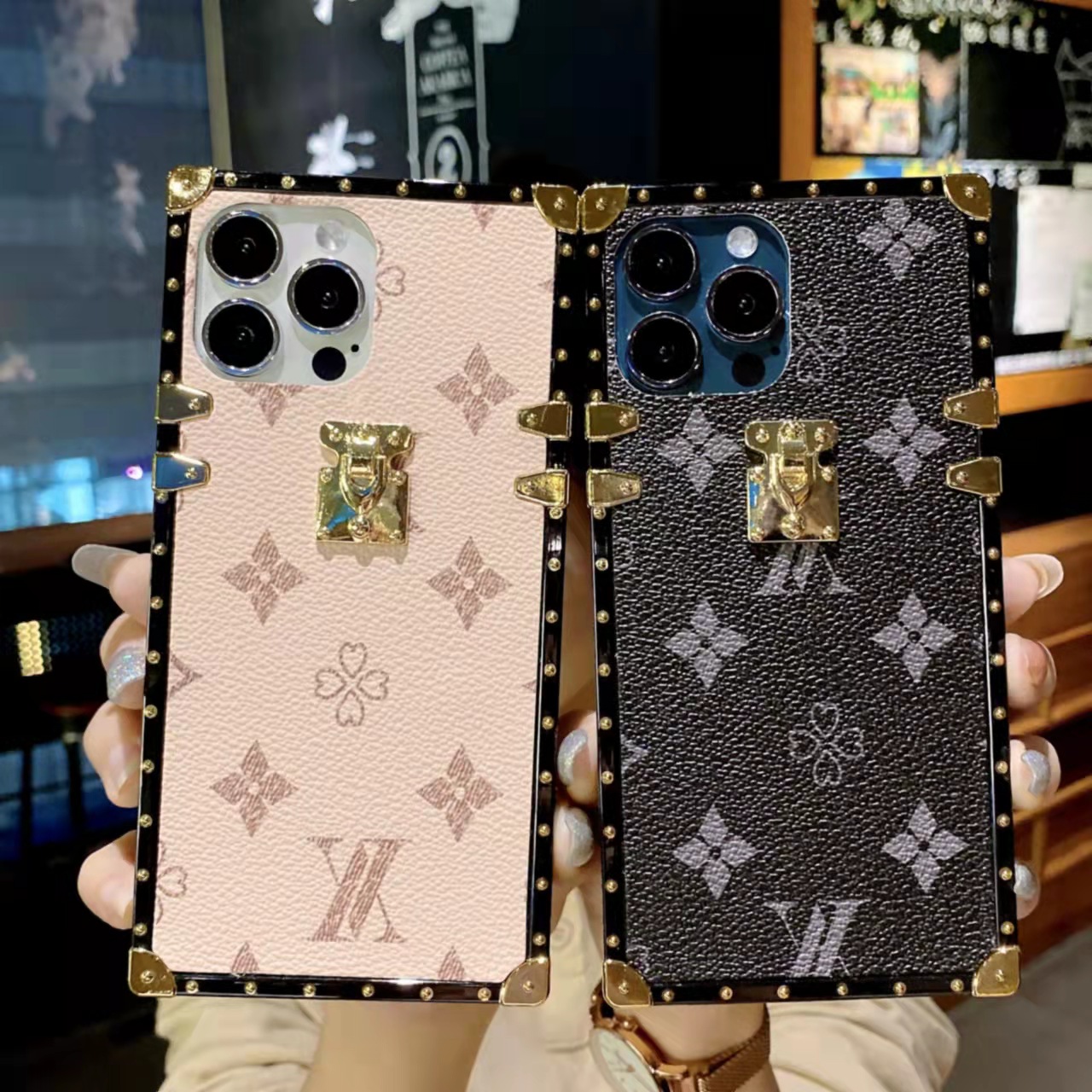 New Classic Phone Cases Square PU Leather Case  LV Case Phones Covers For iPhone Smart Phones