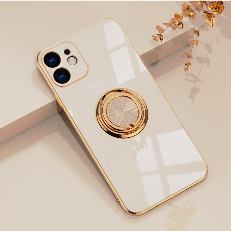 Luxury Plating Case Silicone Cover  Ring Stand For Xiaomi Redmi Note 10 Pro iPhone Huawei Samsung Smart Phones Case Covers