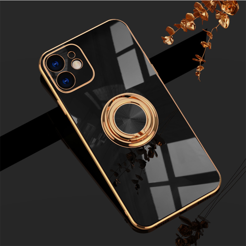 Luxury Plating Case Silicone Cover  Ring Stand For Xiaomi Redmi Note 10 Pro iPhone Huawei Samsung Smart Phones Case Covers