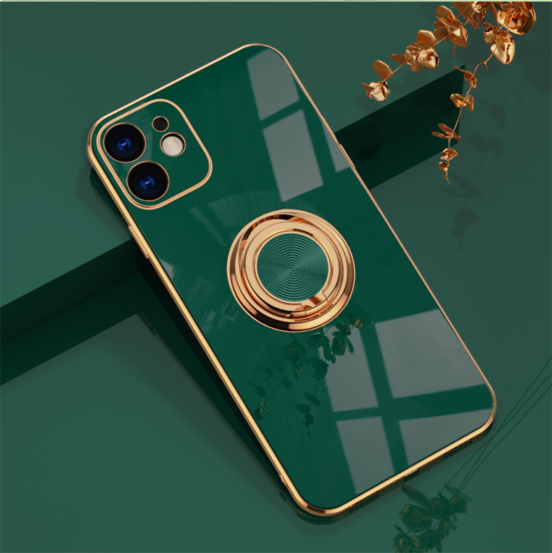 Luxury Plating Case Silicone Cover  Ring Stand For Xiaomi Redmi Note 10 Pro iPhone Huawei Samsung Smart Phones Case Covers