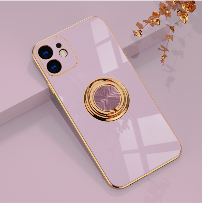 Luxury Plating Case Silicone Cover  Ring Stand For Xiaomi Redmi Note 10 Pro iPhone Huawei Samsung Smart Phones Case Covers